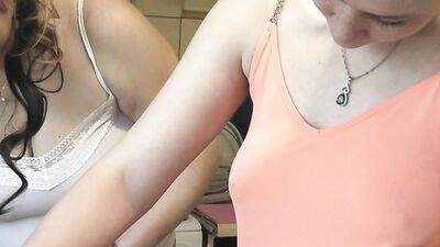 Kinky Russian MILF in short top T shirt makes homemade cake in the kitchen for women's Day