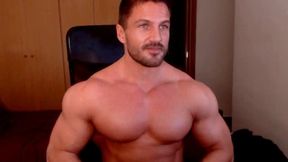 Muscle Dude Flexes His Huge Body