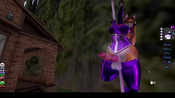 hot sexy thicc fox dancing on a poledance [second life]