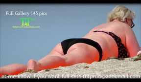 Yummy Fat Ass Big Tits MILF Granny on the beach