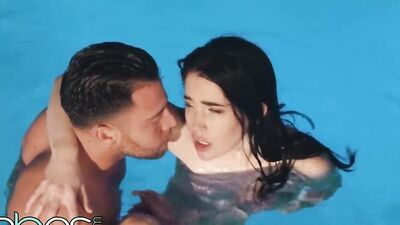 BABES - Cute girl next door Evelyn Claire loves pool sex