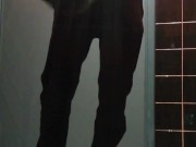 Locked and plugged boy exposing himself in a public bathroom