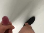 horny student jerking off in public basement