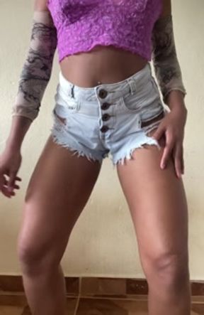 Hot Brunette Twerking With Shorts Jammed In The Ass