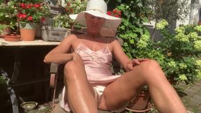 Panty Exhib in Silk Nightie