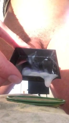 Collecting some cum in a box