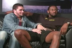 Bearded beefy guy receives crew-fucked By dark masculines