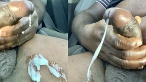 Black Guy Jerking Off Black Cock For Big Load Of Cum (Black Daddy Cum In Car) Moaning &amp; Cumming With Dirty Talking