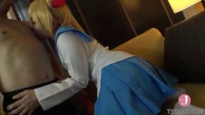 Hentai Cosplay Thrills: Blonde-Ichika-Ayamori's Uniform Blowjob And Handjob Finale!
