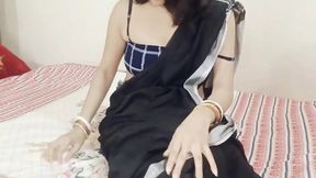 Desi Beautiful Bhabhi Black Saree Amazing Hot Body Figure Romance &amp; Fucking
