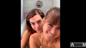 Astonishing brunette Abbie Maley is stimulating her wet hole on cam