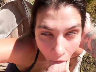 Amicable neighbor milf gets her throat preggy.