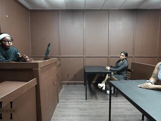 Black Wench bangs & sucks in judge Athena Hazes courtroom