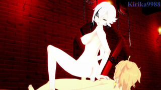 Arlecchino and Aether have intense sex in a secret room. - Genshin Impact Hentai