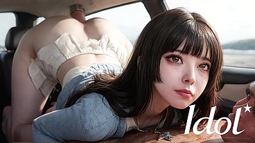 A respectable man picked up an Asian girl on the road and fucked her in his car [AI]
