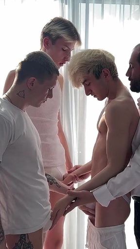 Daddy Brought a Sweet Twink to Guys with Big Dicks and They Fucked Him Hard