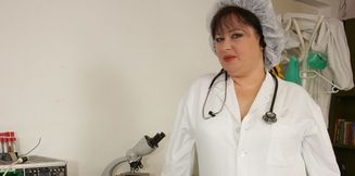 Kinky curvy nurse gets an anal creampie