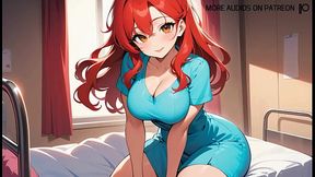 Petite redhead nurse with big tits and a hot young body teases with intimate triggers and sounds