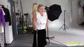 Mature MILF licks young girl's pussy