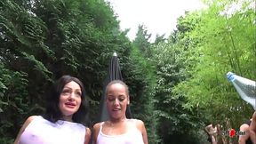 Outdoor creampie gangbang cum play orgy