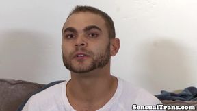 Busty shemale assfucking hunk after shower