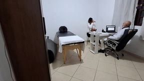 patient gets fingered by proctologist during anal exam.