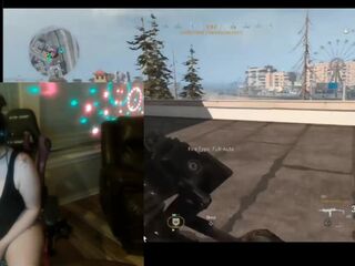 Squirting Gamer Wench plays Warzone with randoms and touches herself.