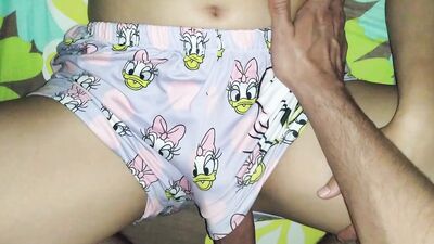 Stepsister's Virgin Pussy Gets Fucked With Panties On. The whore tells me my love while I fuck her, real homemade video
