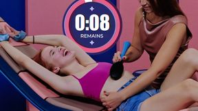 Russian beauty Megan Murkovski giggles as Sabina tickles her feet