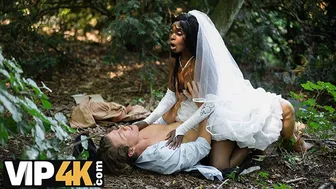 Bride gets fucked in the forest on her wedding day