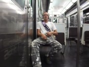 risky public jerking in subway