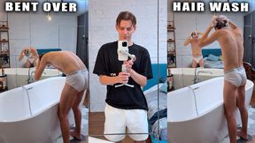 Calvin Klein Underwear: Guy Shaves Beard and Washes Hair Bent Over
