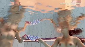 Russian hot teens splash naked in water