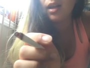 First Cigarette of the Day -- MissDeeNicotine Crushes Her Cigarette