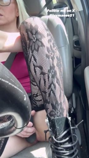 Public fun - driving and playing with my pussy