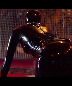 Brunette MILF Dominatrix Spanks Masked Slave Hard