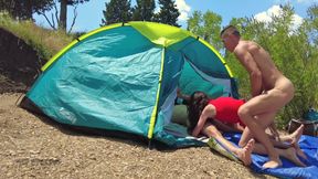 Two Males Met a Couple and Fucked His Girlfriend Right on the Beach