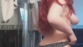 Quick twerk topless in bathroom from hot teen redhead before showering