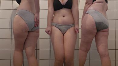 Desperately wetting through panties and leaving a mess