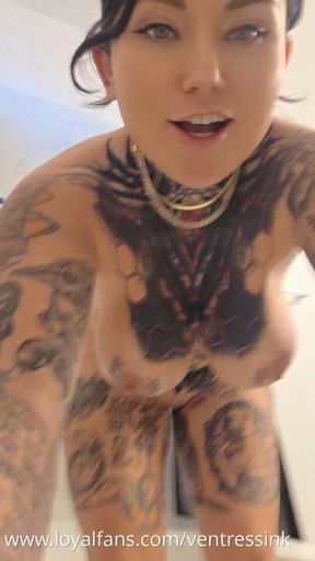 Tattooed goddess showers