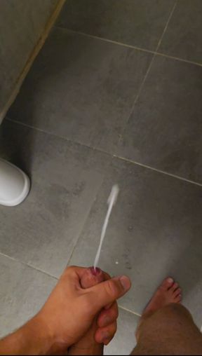 Quick cumshot in the pool shower so I dont get a boner when I see all the hot girls in their swimsuits.