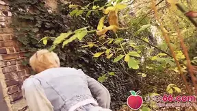 Dirty blonde hot mom and her public agent lover engage in outdoor session