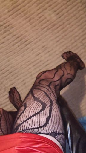 Teasing My Fishnet Stocking