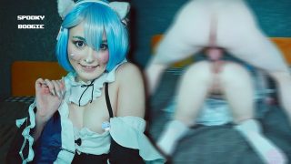 Bunda grande amadora Rem de Re:Zero cosplay girl fodida na bunda por pau grande