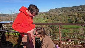 taboo stepmom & stepson : caught playing in the forest (risky outdoor)