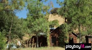 Bombastic blondie Karina Marie reveals her perfect all natural body outdoor