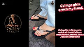 Girl stomping My hand With flip flops