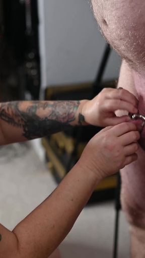 Stunning moment from &quot;Locktober CBT Playtime with my sex slave with extreme spiked cock ring head dildo&quot;