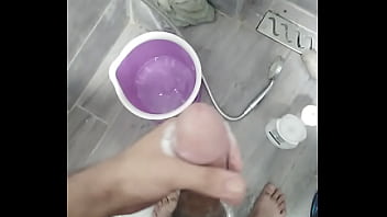 Shower blowjob huge cumshot
