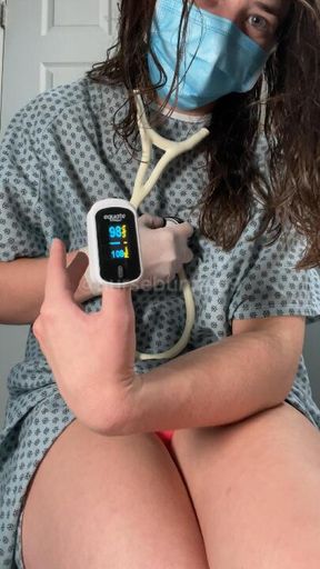 Pulse Oximeter and White Stethoscope Stimulation Testing with Vibrator in Patient Gown